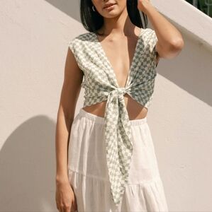 SOLD NWT Valentina Sage Check Top